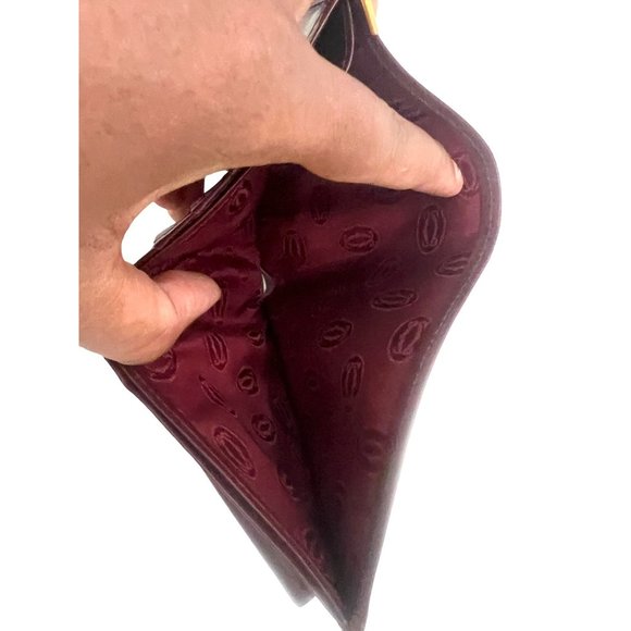 CARTIER: Burgundy, Leather Double C Logo Wallet Unisex #1311 - Picture 7 of 8